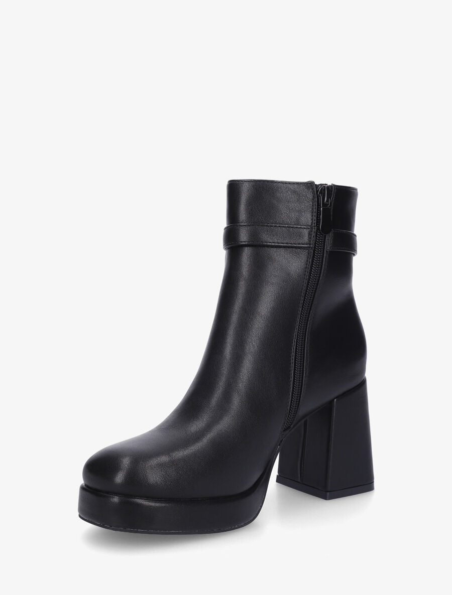 Bottines en simili à talon haut - Noir - 3