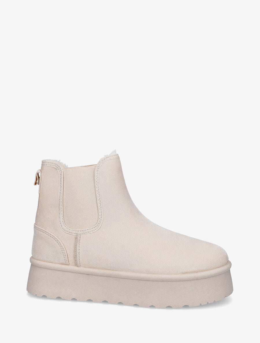 Bottines fourrées à bande élastiquée - Beige - 5