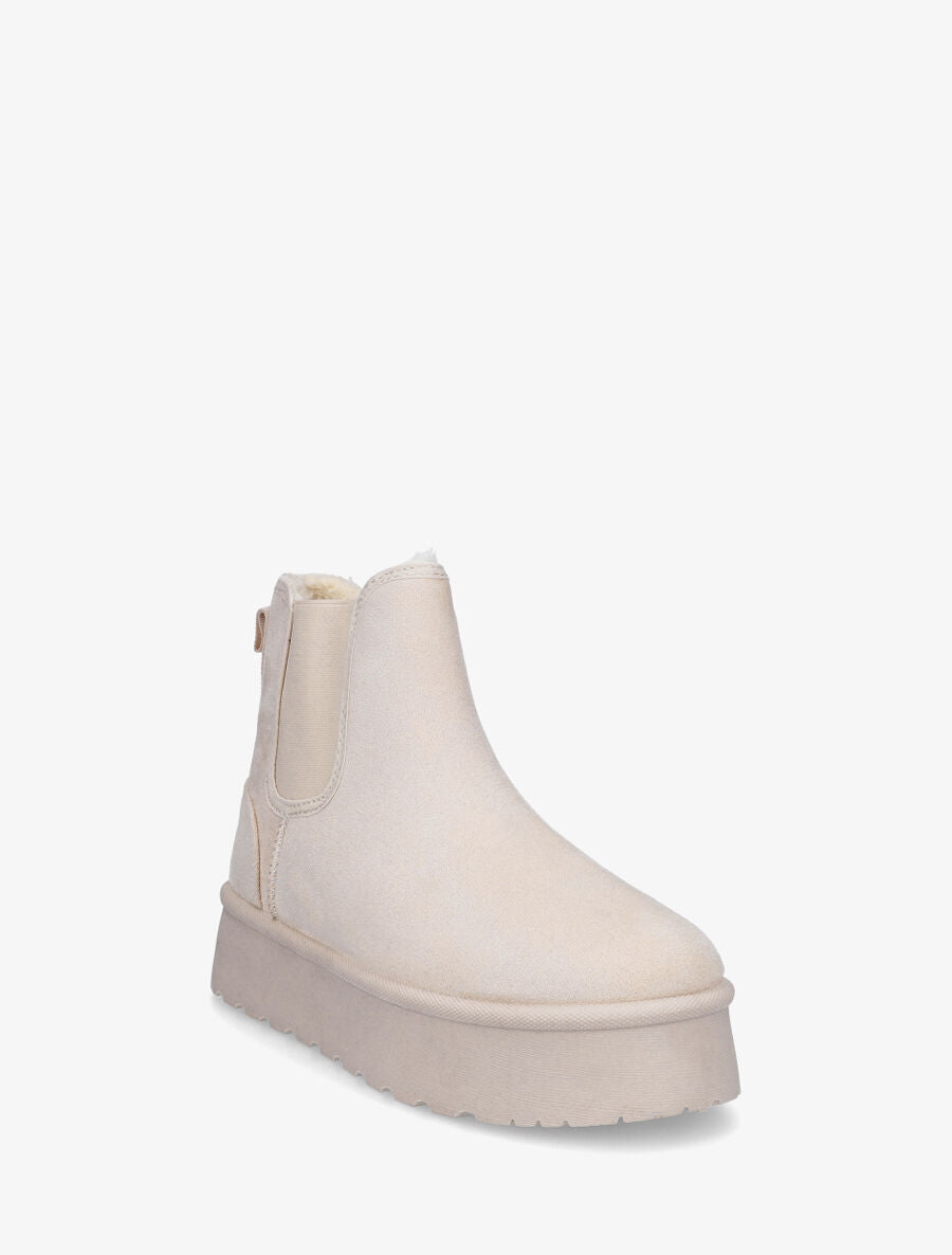 Bottines fourrées à bande élastiquée - Beige - 2