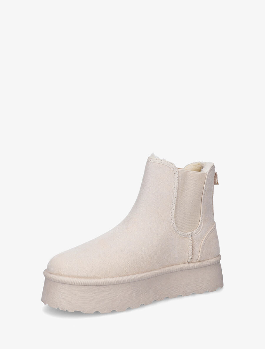 Bottines fourrées à bande élastiquée - Beige - 3