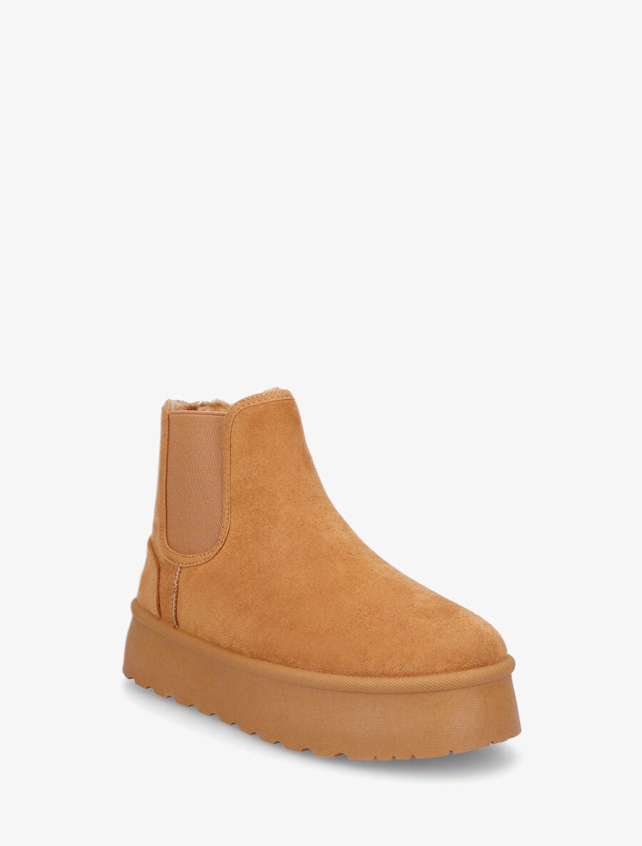 Bottines fourrées à bande élastiquée - Camel - 2