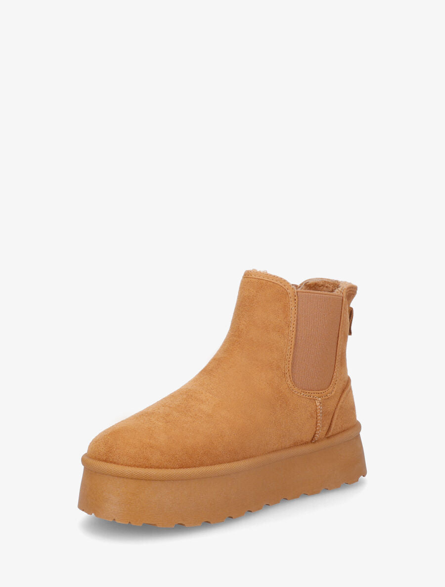 Bottines fourrées à bande élastiquée - Camel - 3