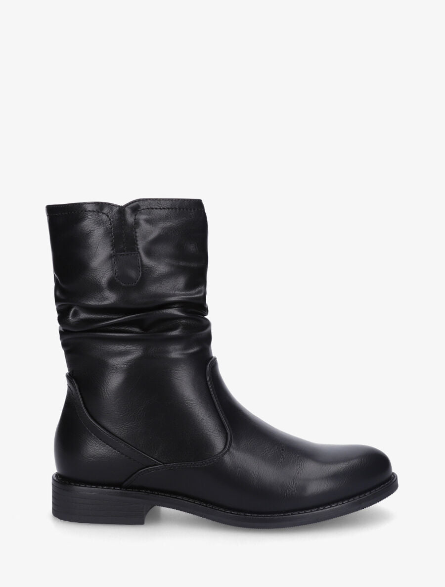 Bottines effet plissé en simili - Noir - 1