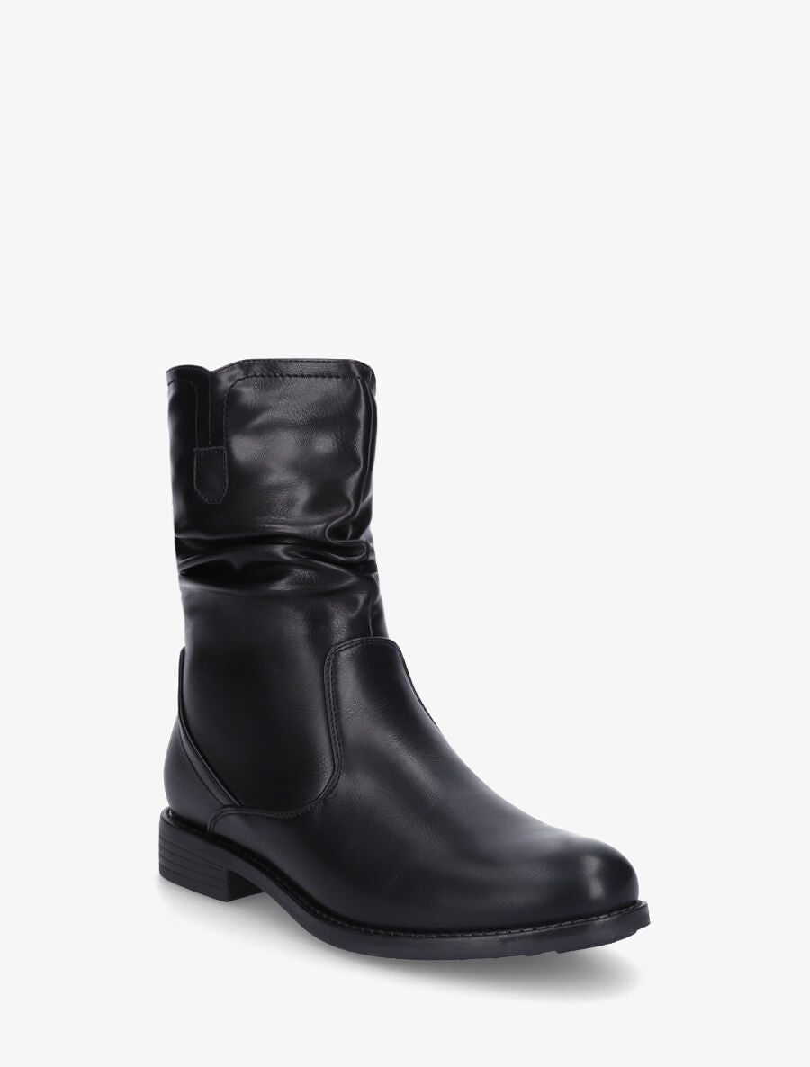 Bottines effet plissé en simili - Noir - 2