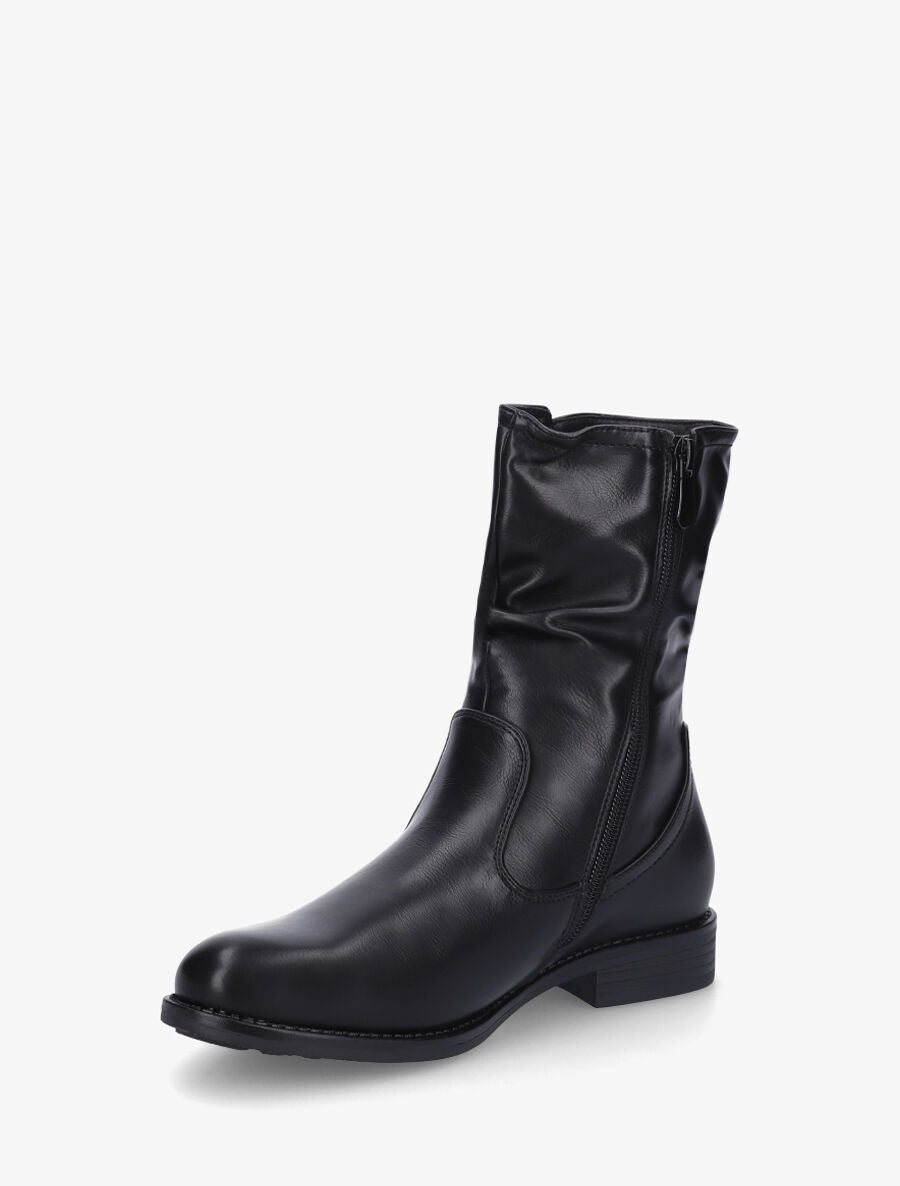 Bottines effet plissé en simili - Noir - 3