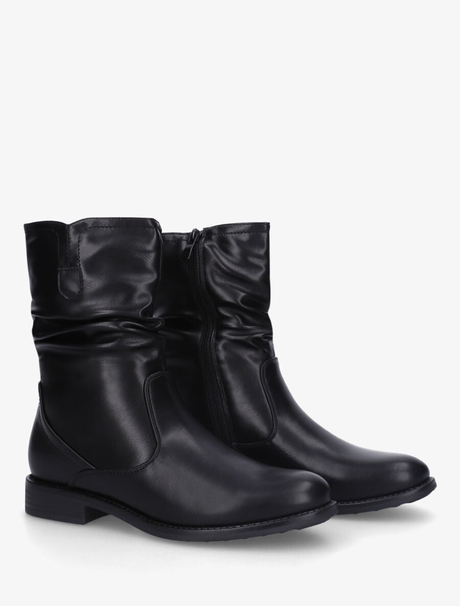 Bottines effet plissé en simili - Noir - 4