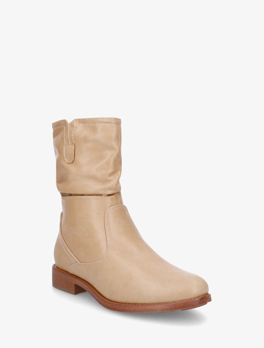 Bottines effet plissé en simili - Taupe - 2