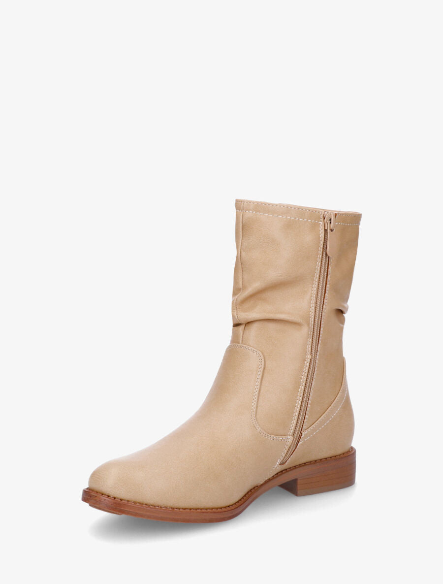 Bottines effet plissé en simili - Taupe - 3