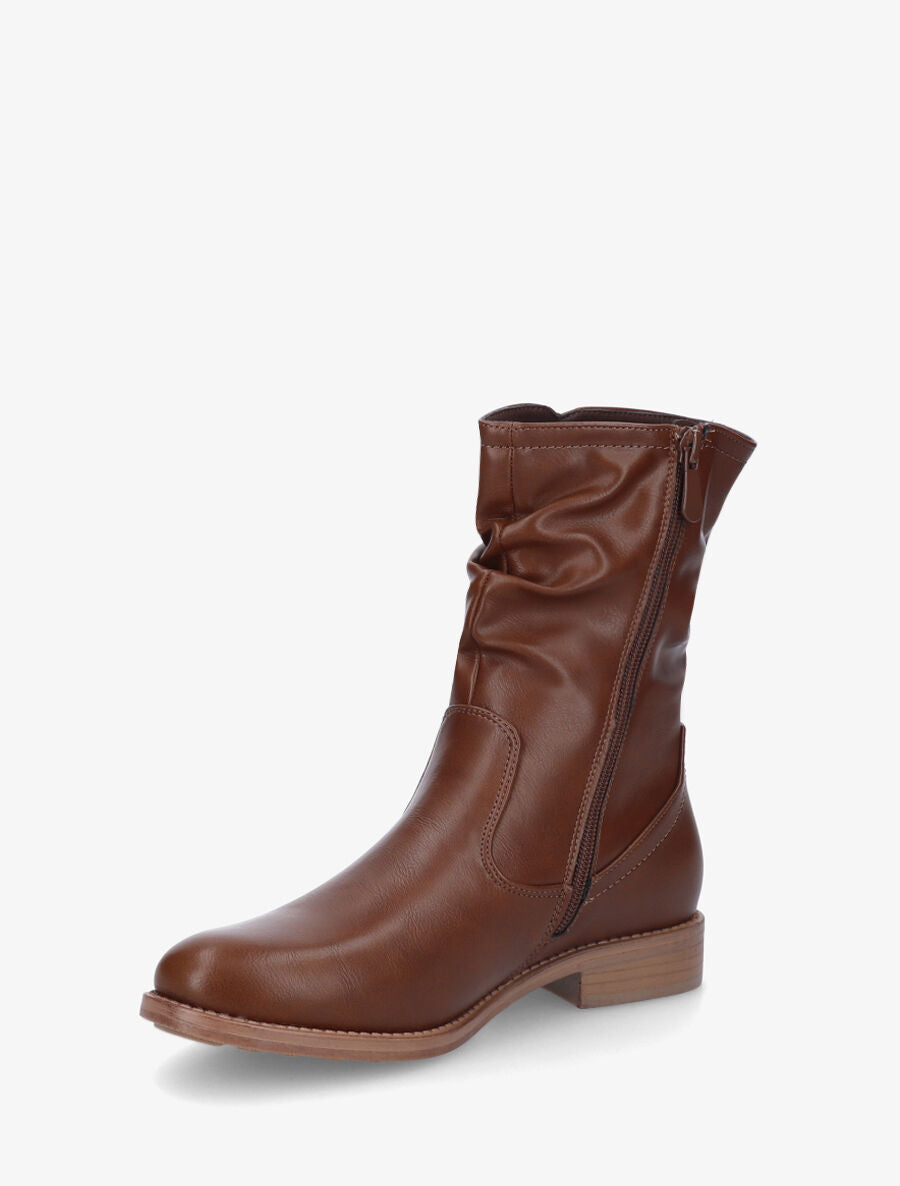 Bottines effet plissé en simili - Marron - 3