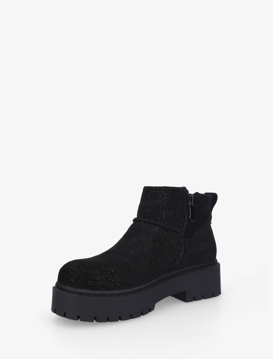 Low boots irisées en suédine - Noir - 3