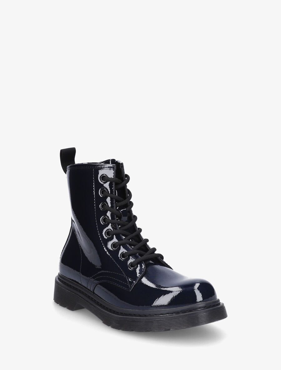 Bottines vernies et montantes à lacets - Bleu nuit - 2