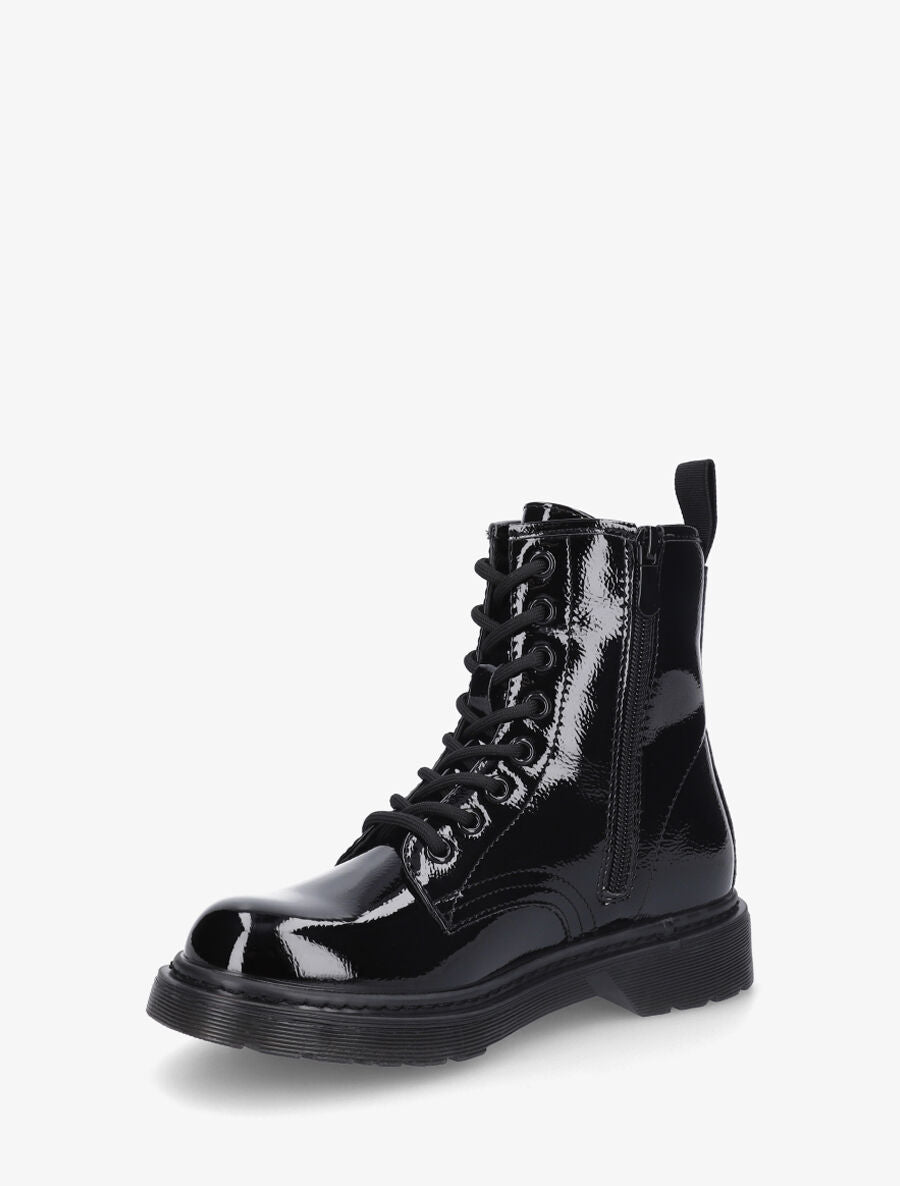 Bottines vernies et montantes à lacets - Noir - 3