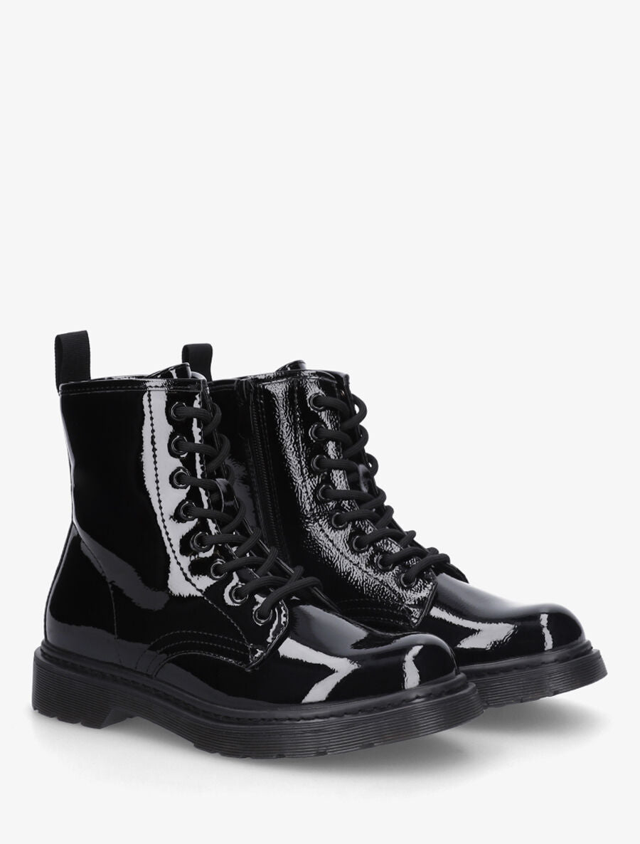 Bottines vernies et montantes à lacets - Noir - 4