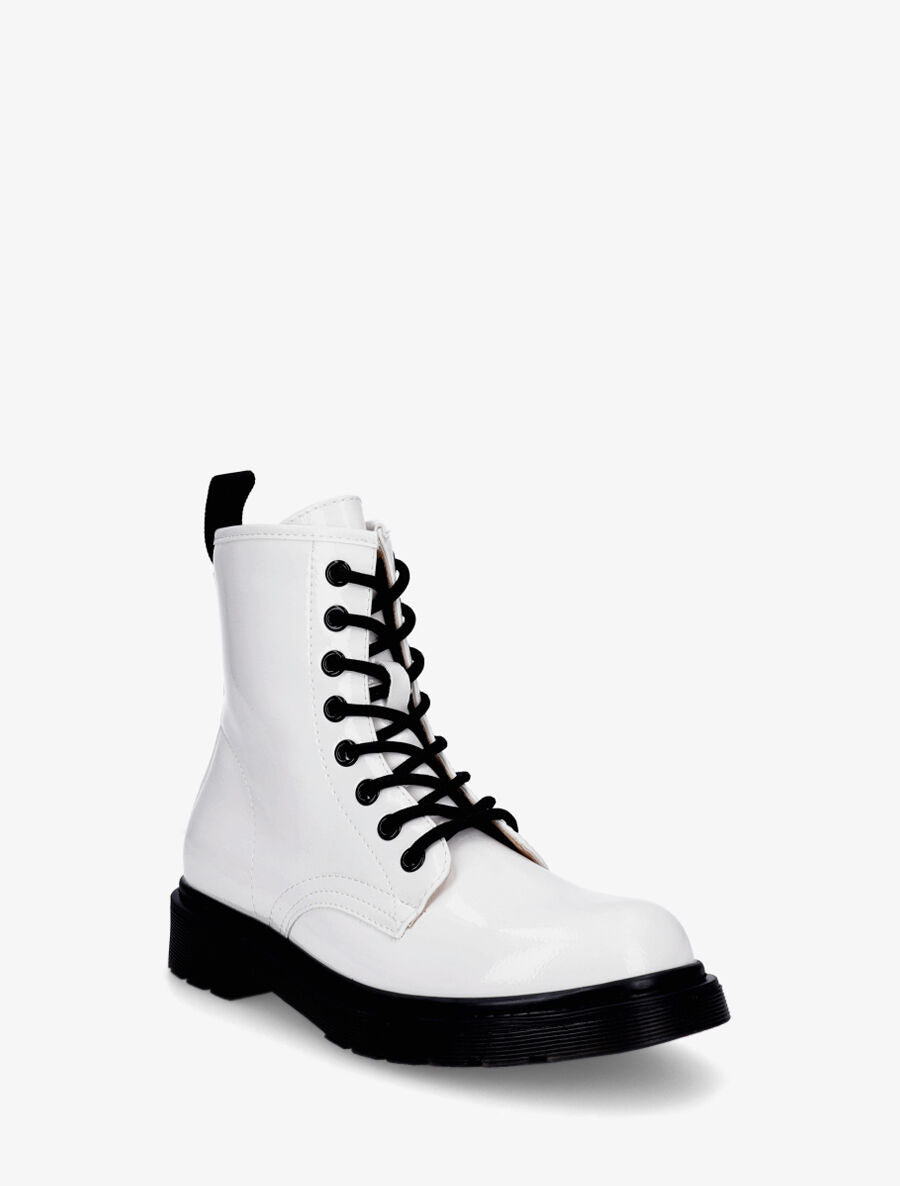 Bottines vernies et montantes à lacets - Blanc - 2
