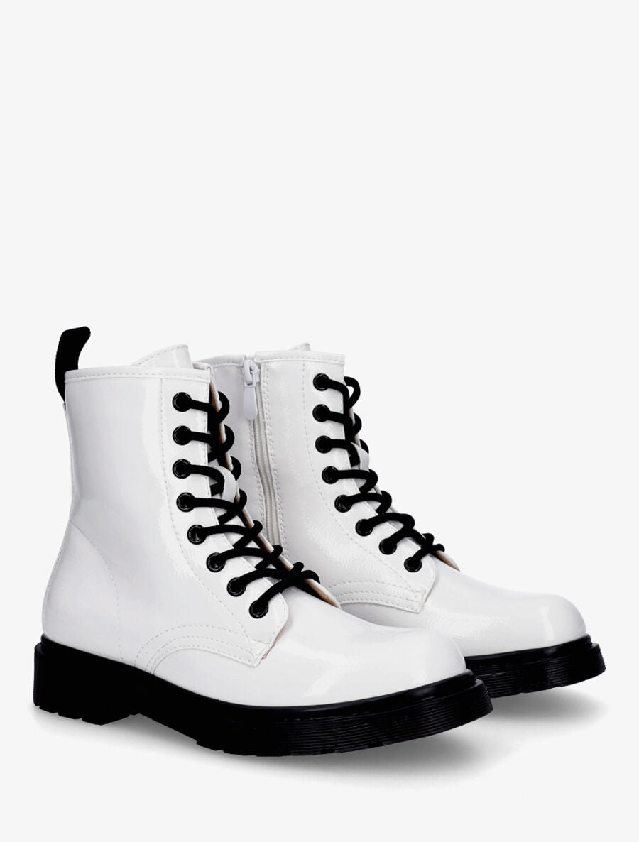 Bottines vernies et montantes à lacets - Blanc - 4