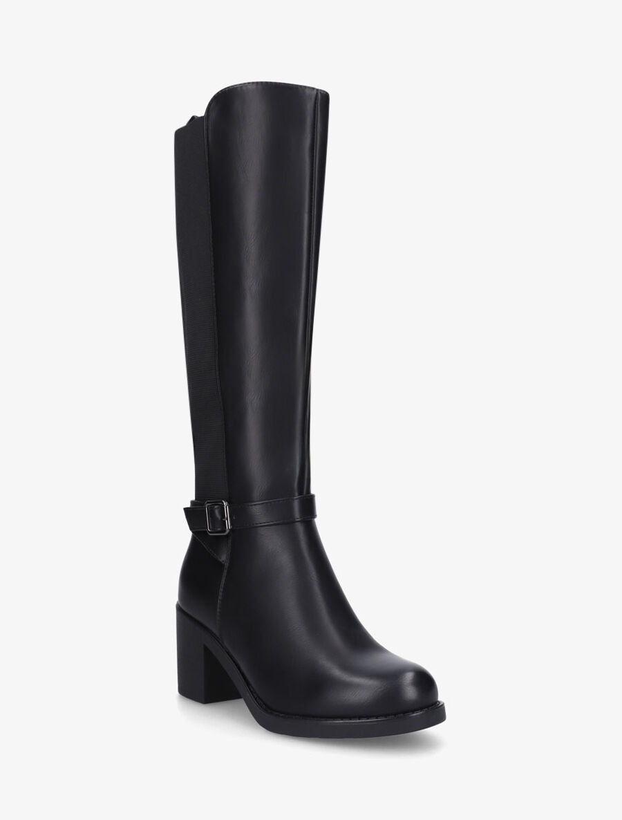 Bottes unies élastiquées à talon - Noir - 2