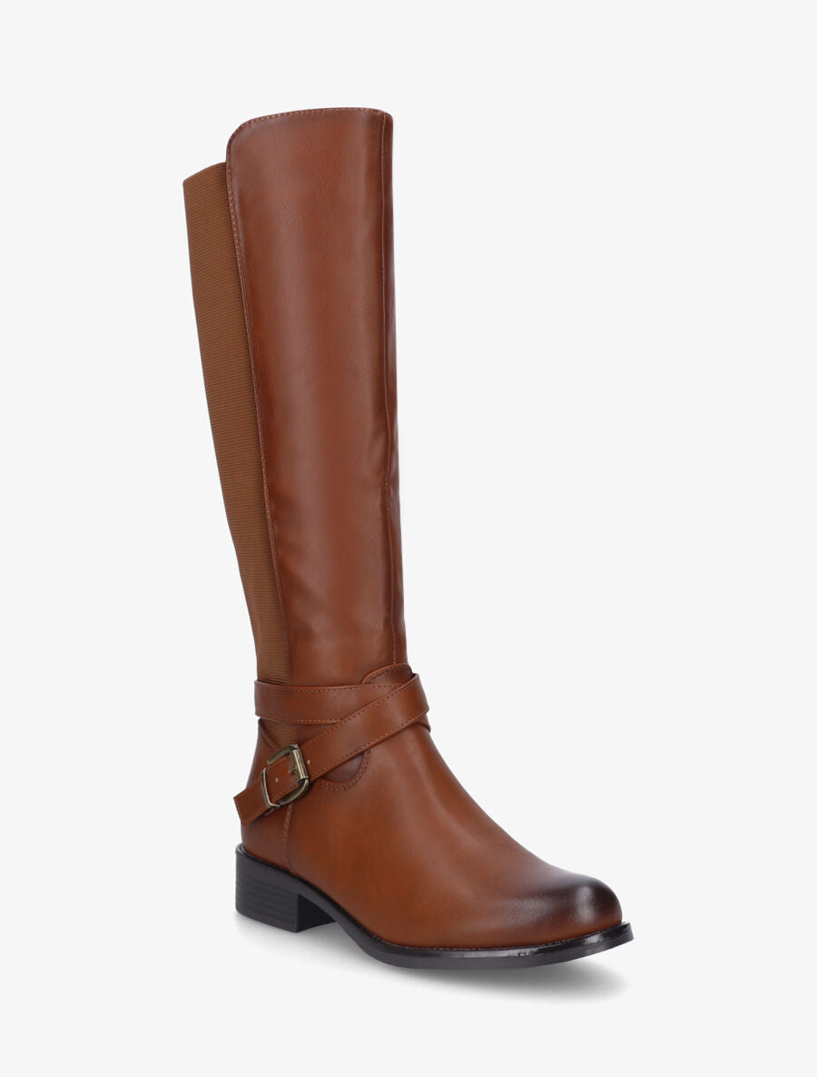 Bottes unies élastiquées - Camel - 2