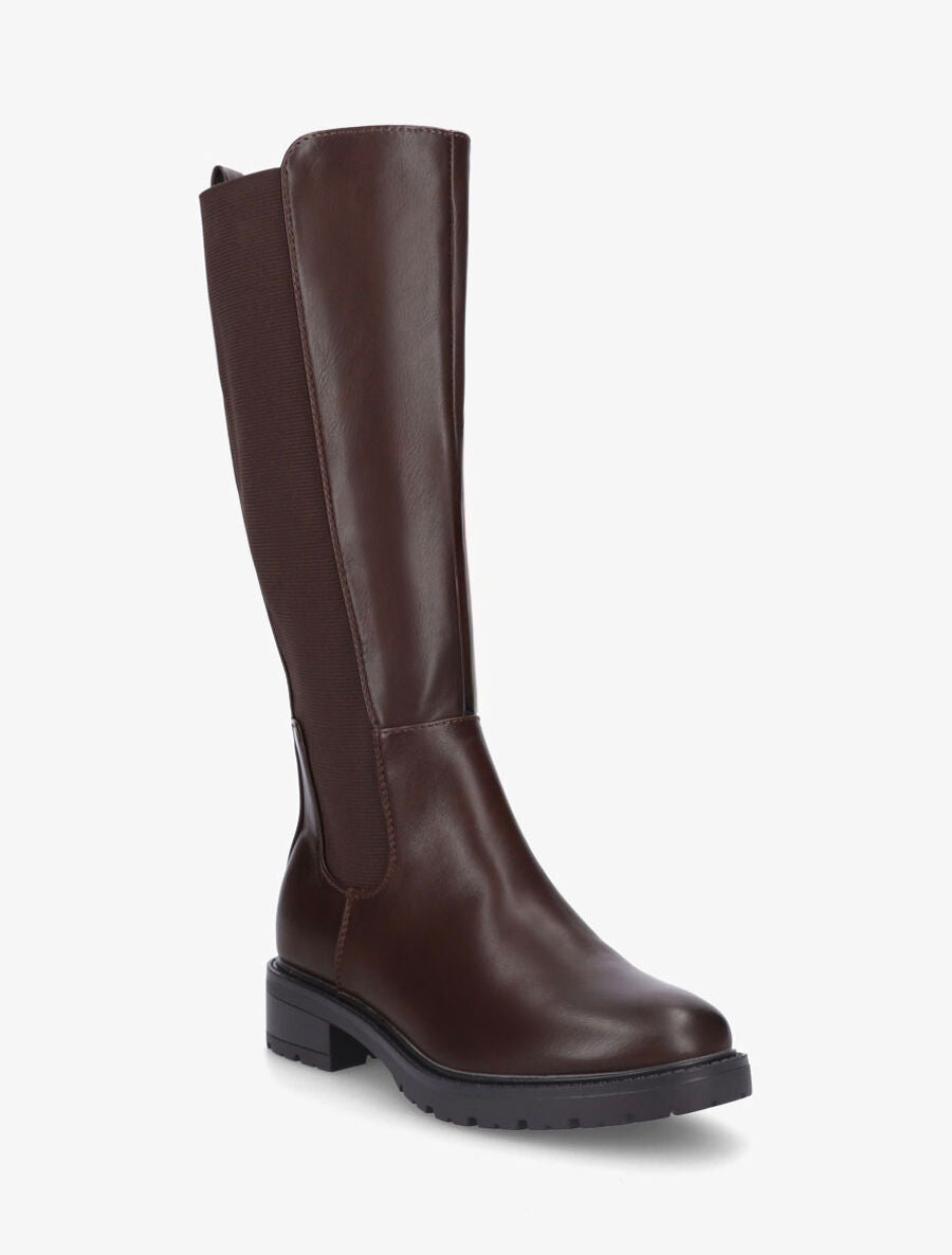 Bottes unies élastiquées à talon et semelle crantés - Chocolat - 2