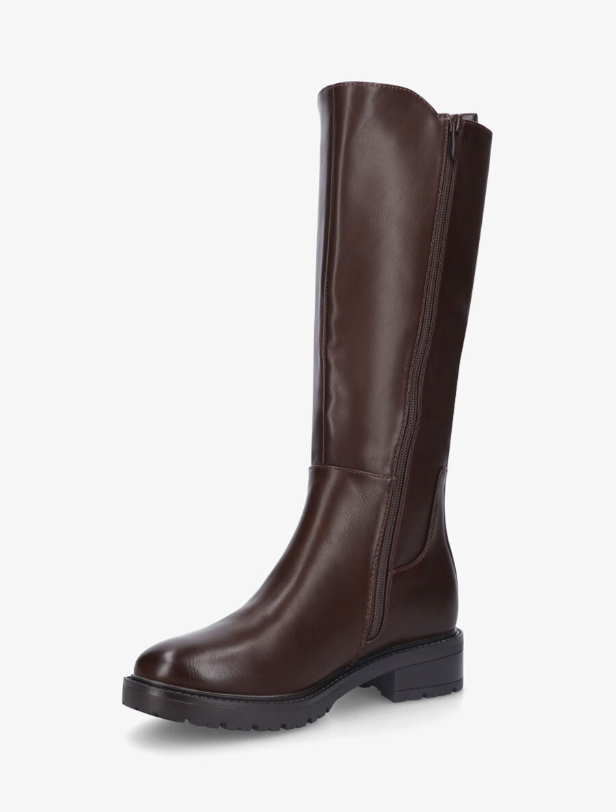 Bottes unies élastiquées à talon et semelle crantés - Chocolat - 3