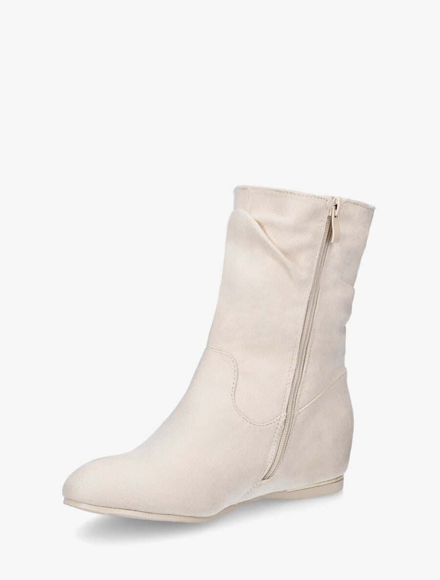 Bottines plates en suédine à pampilles - Beige - 3