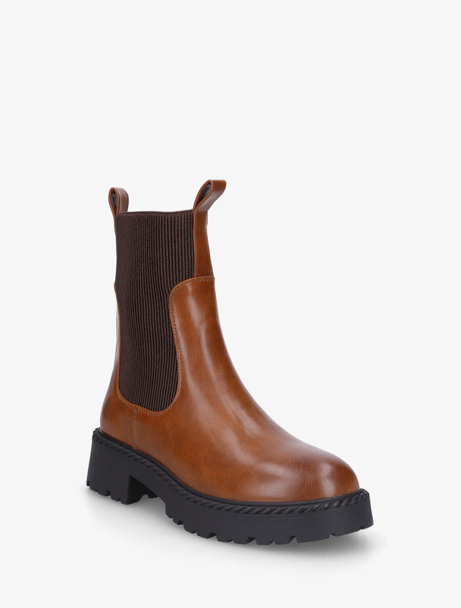 Bottines unies style chelsea - Camel - 2