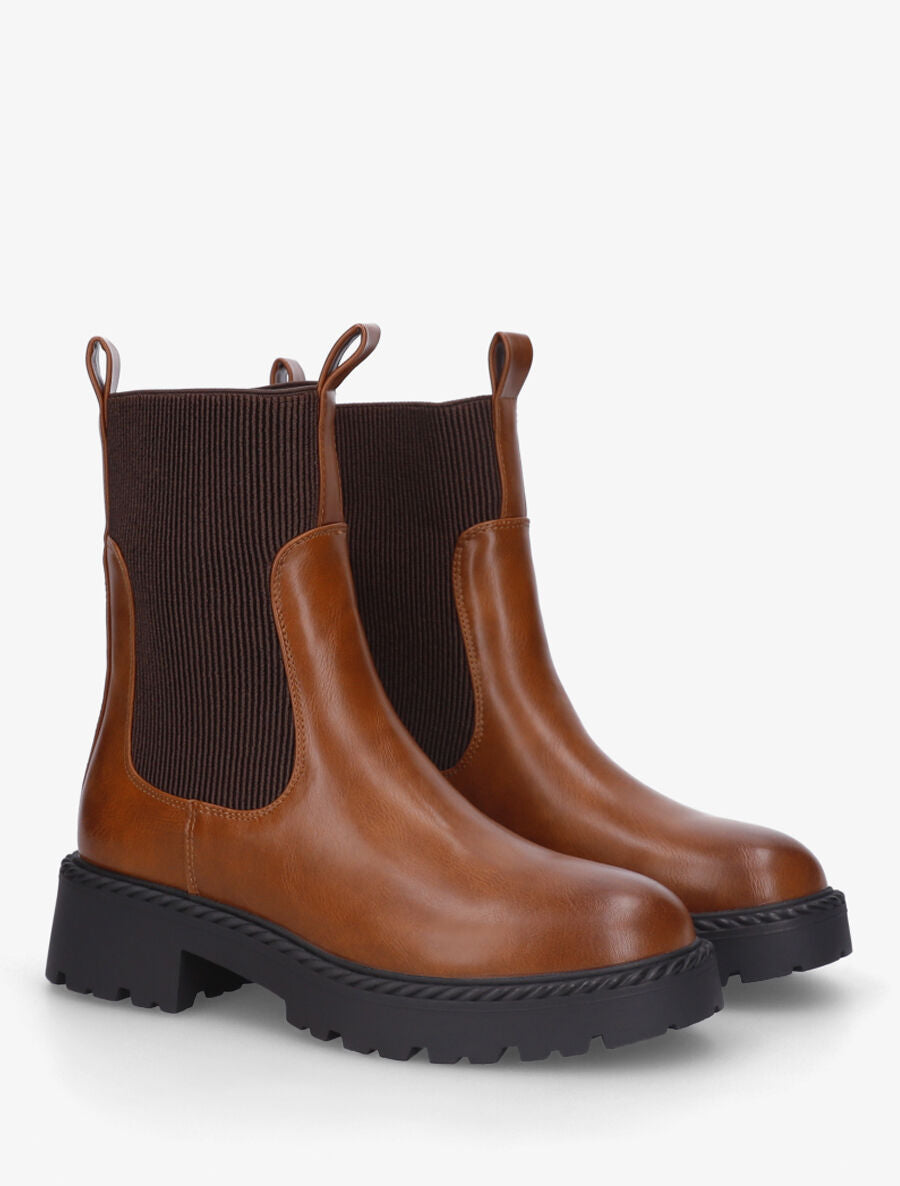 Bottines unies style chelsea - Camel - 4