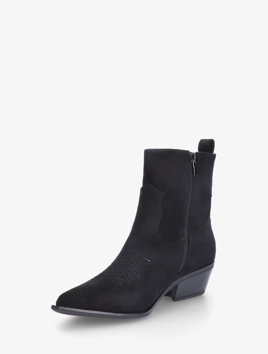 Bottines en suédine style santiags - Noir - 3