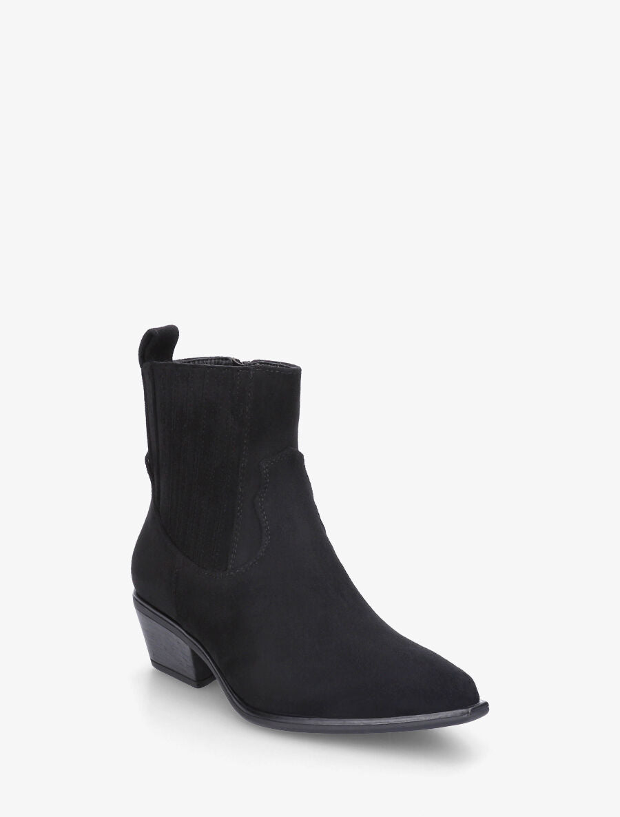 Bottines unies en suédine style santiags - Noir - 2