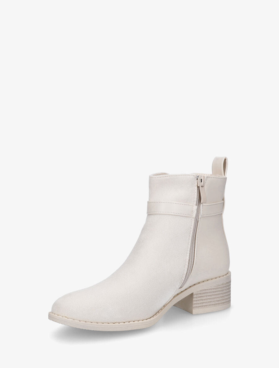 Bottines unies en suédine et simili - Crème - 3