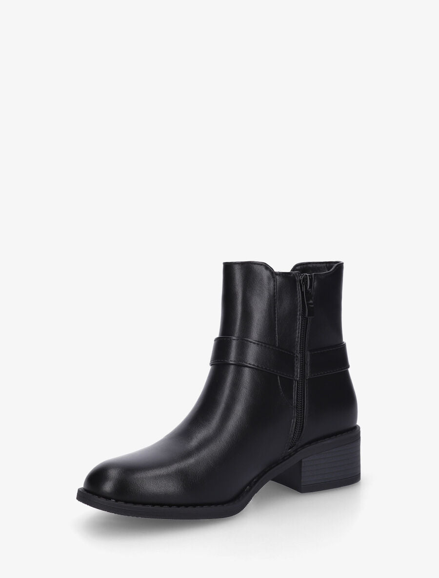 Bottines en simili à cheville élastiquée - Noir - 3