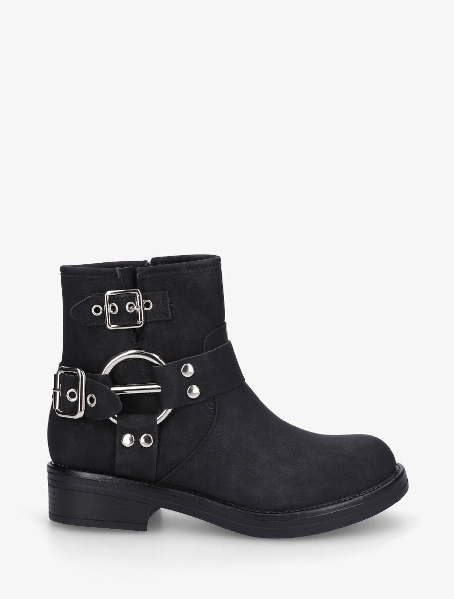 Bottines unies sanglées - Noir - 5