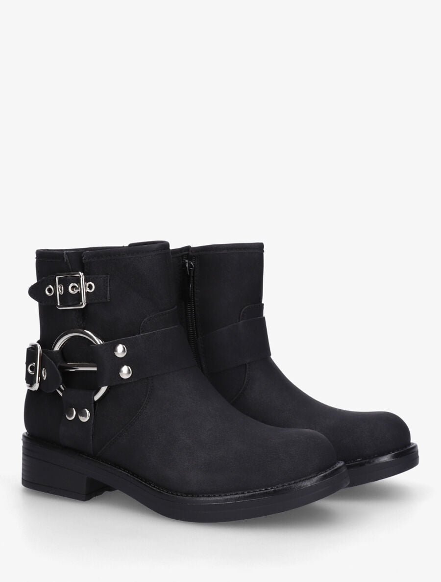Bottines unies sanglées - Noir - 4