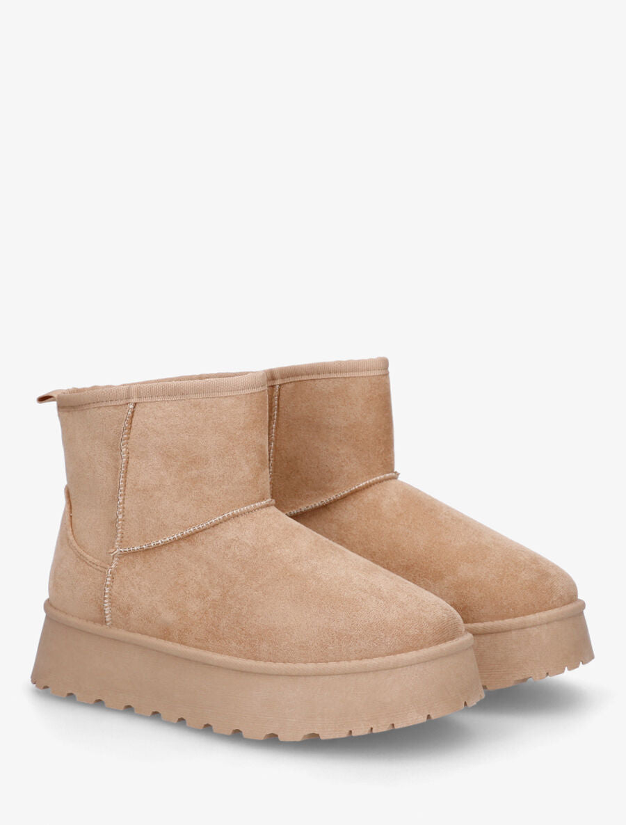 Bottines en suédine à intérieur fourré - Taupe - 4