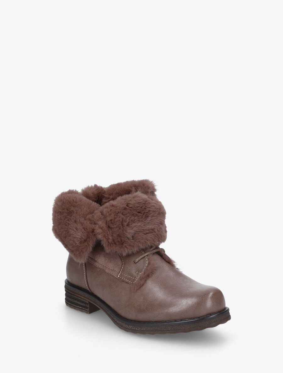 Bottines fourrées à revers - Taupe - 2