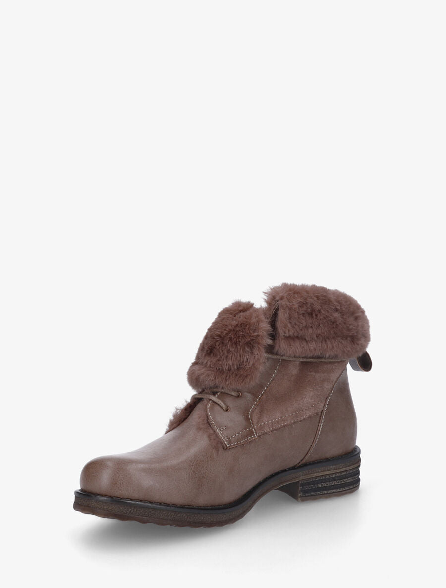 Bottines fourrées à revers - Taupe - 3