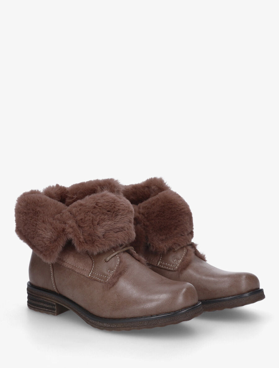 Bottines fourrées à revers - Taupe - 4