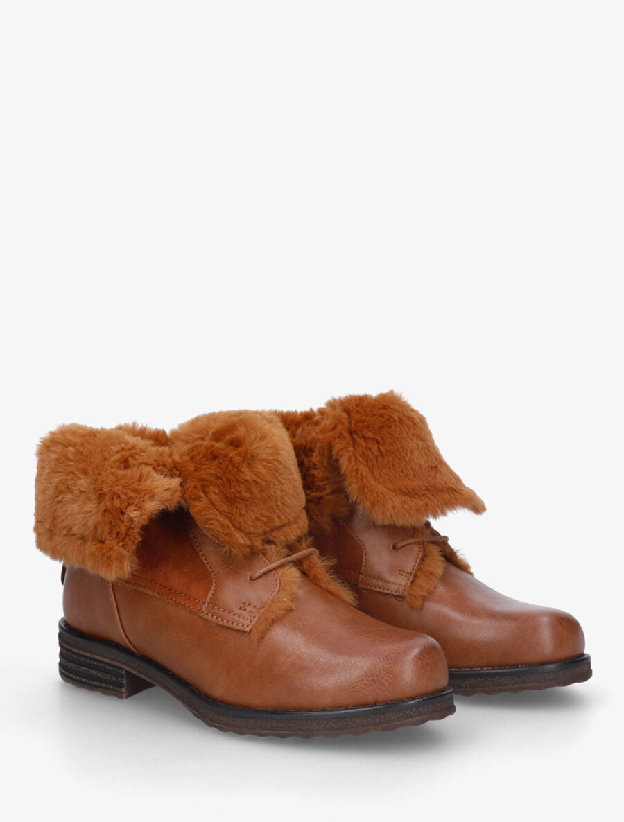 Bottines fourrées à revers - Camel - 4