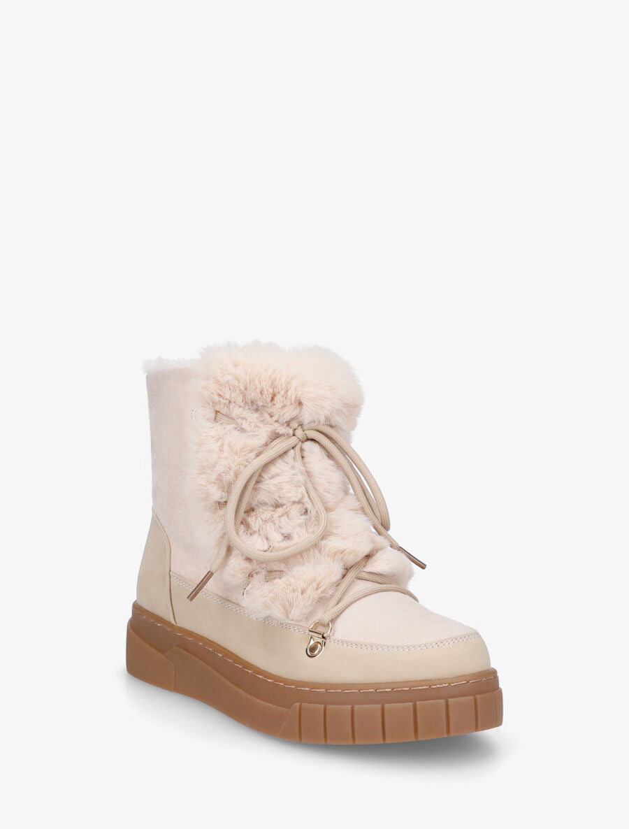 Bottines fourrées en suédine - Beige - 2