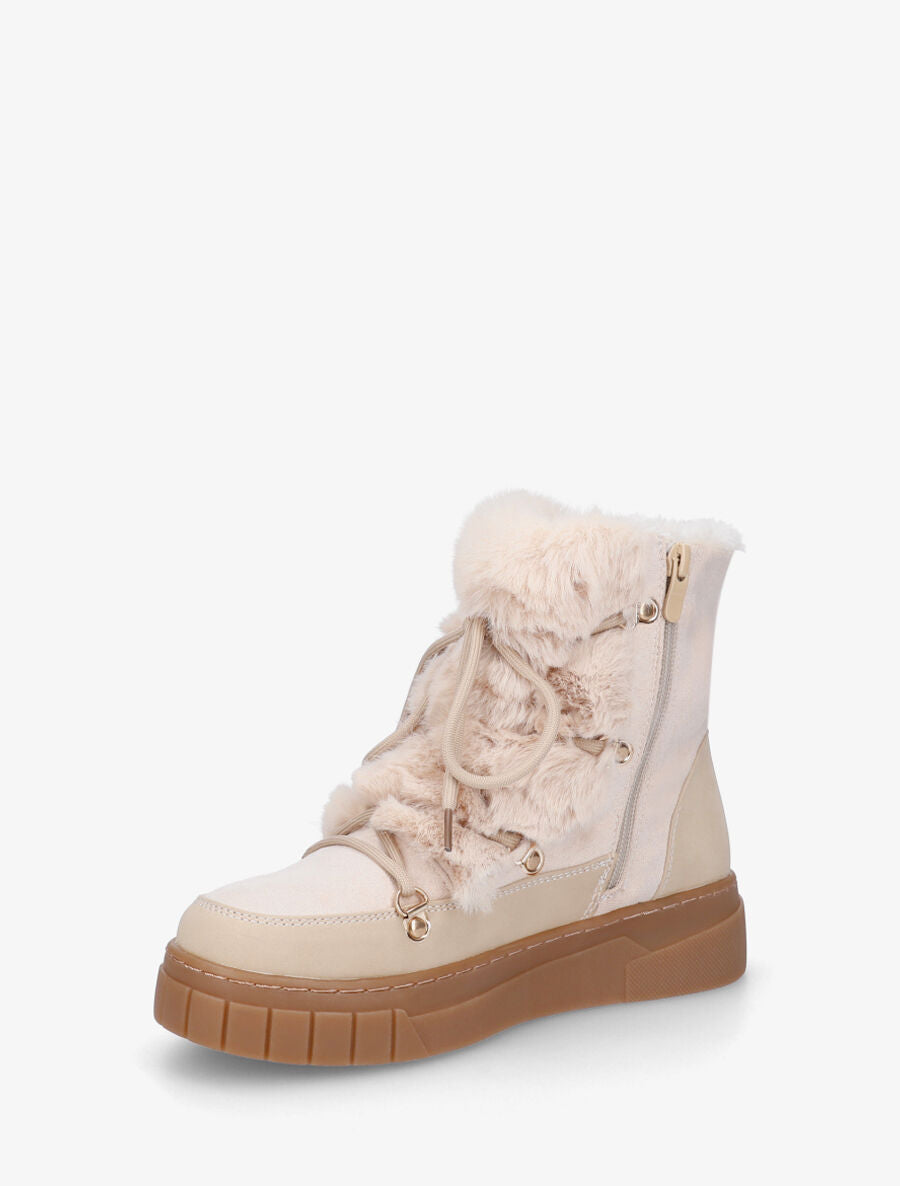Bottines fourrées en suédine - Beige - 3