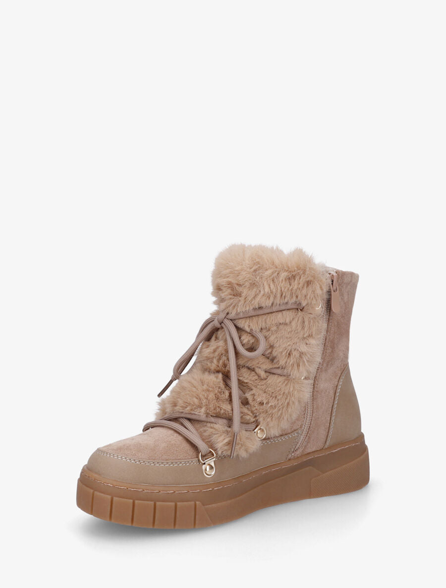 Bottines fourrées en suédine - Taupe - 3