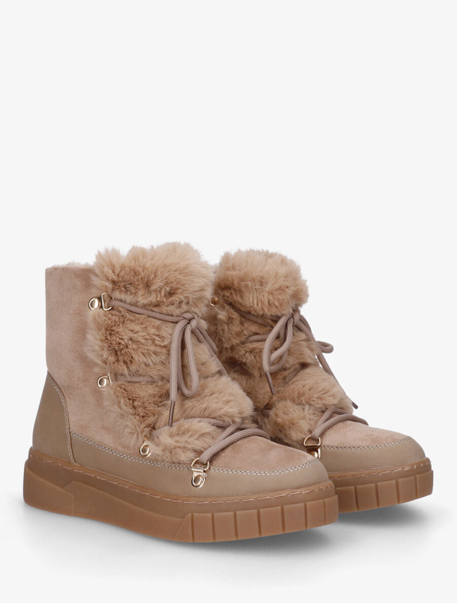 Bottines fourrées en suédine - Taupe - 4
