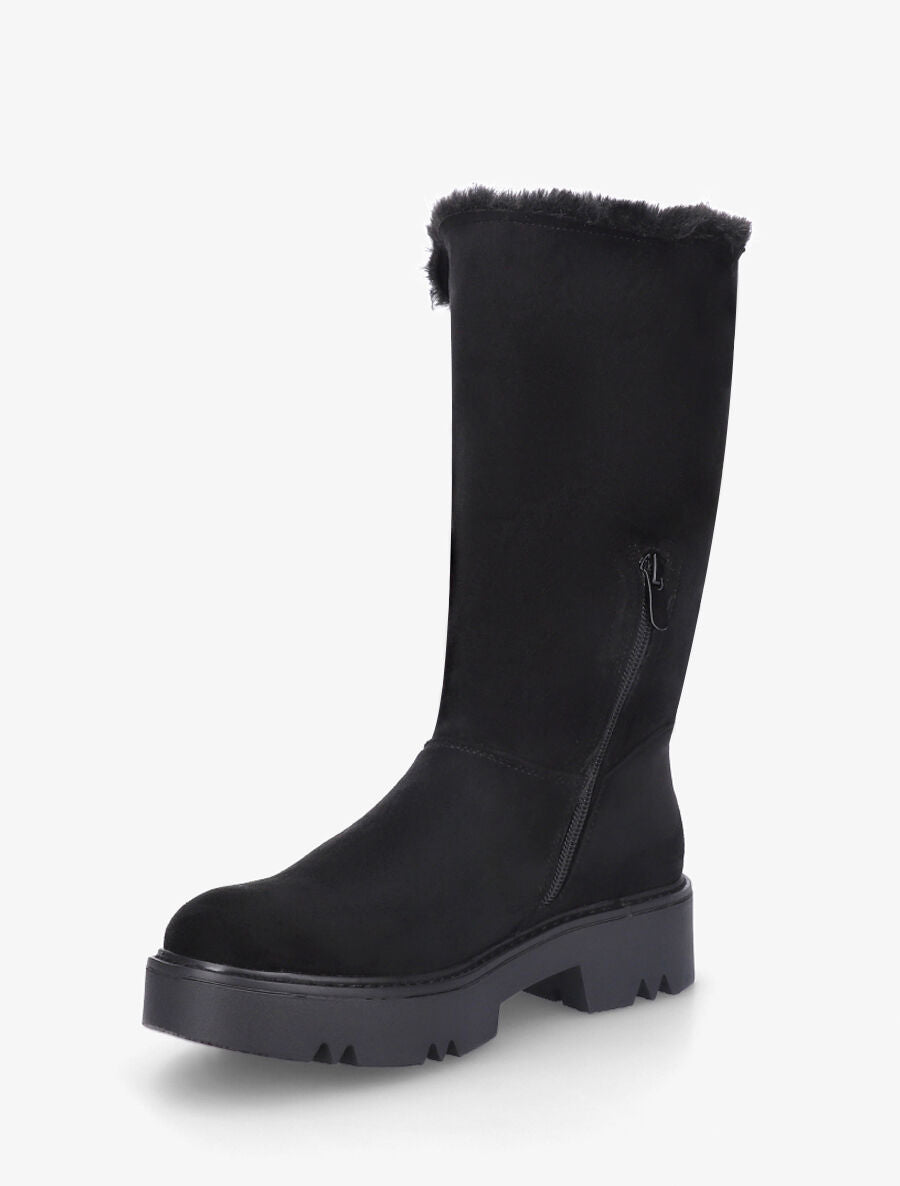 Bottines montantes fourrées et boutonnées - Noir - 3