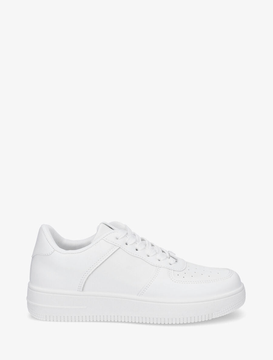 Sneakers en simili à bout rond piqueté - Blanc - 5
