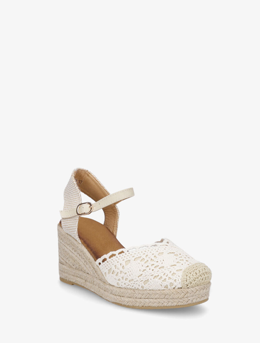 Sandales compensées style espadrilles - Beige - 2
