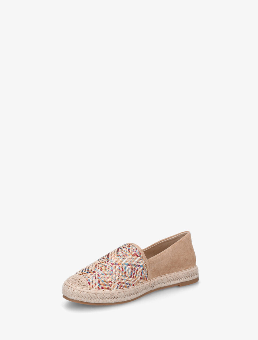 Espadrilles plates en suédine et effet osier - Camel - 3