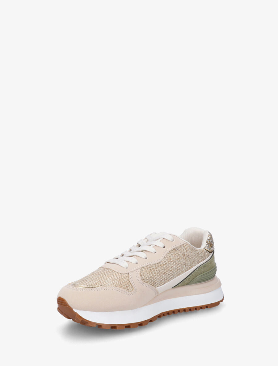 Sneakers en simili à détail irisé - Kaki - 3
