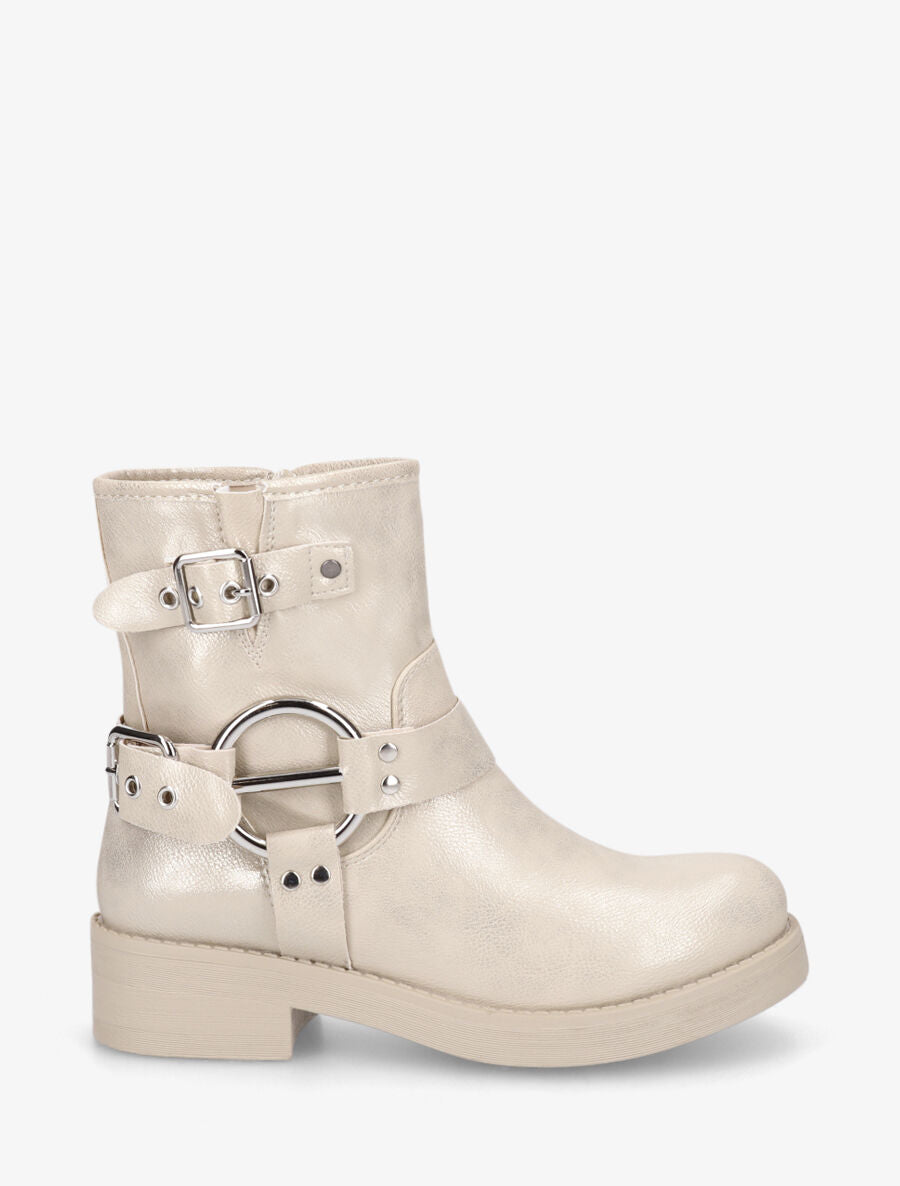 Bottines en simili avec boucles décoratives - Or - 5