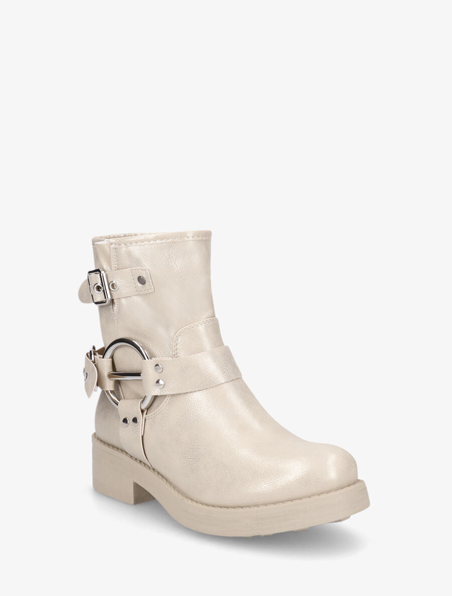 Bottines en simili avec boucles décoratives - Or - 2