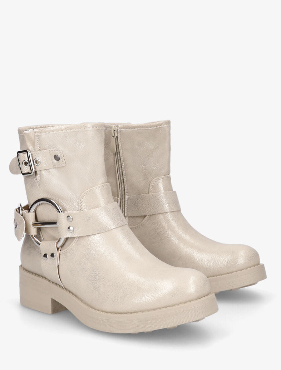 Bottines en simili avec boucles décoratives - Or - 4