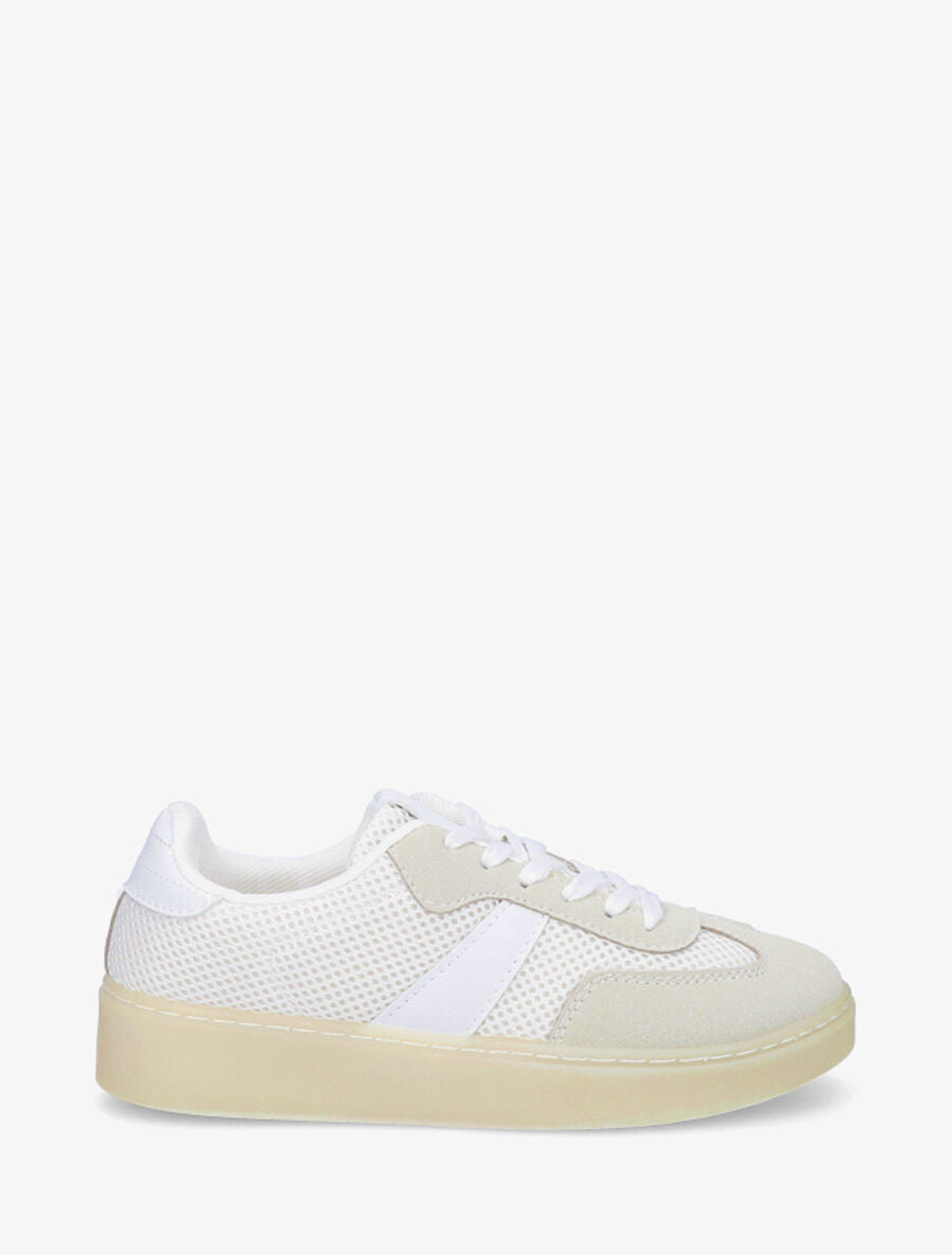 Sneakers en toile à semelle plate - Blanc - 1